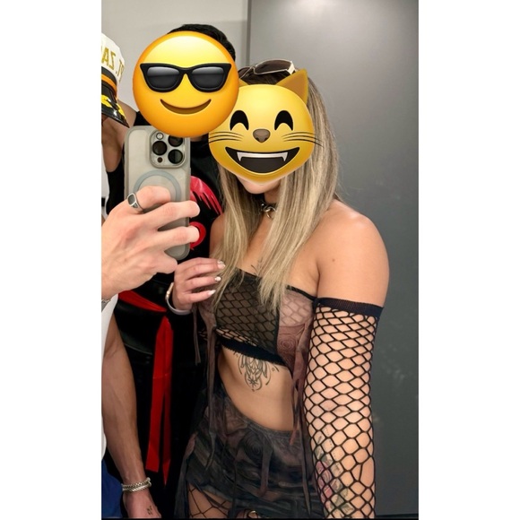 SHEIN Ripped Patchwork Mesh Two Piece Set - Picture 3 of 3